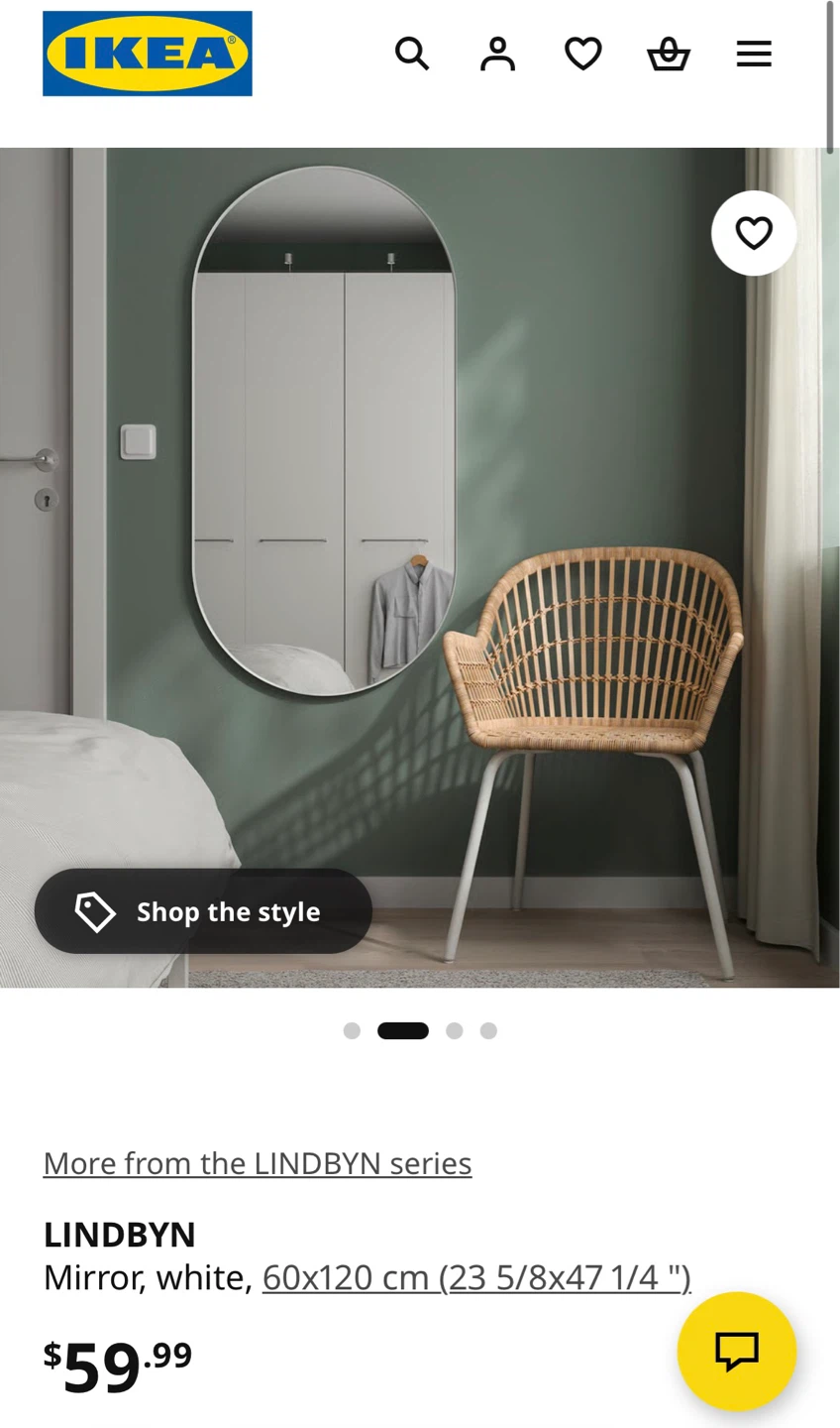 IKEA LINDBYN Mirror, White, 60x120 cm - photo 3