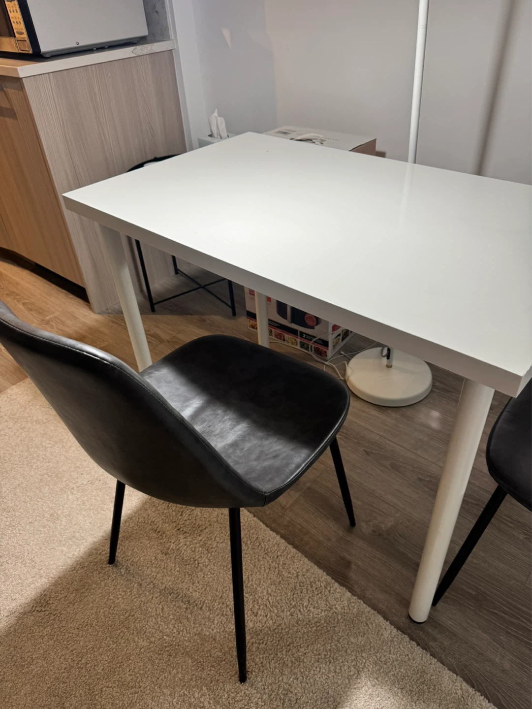 White table with a chair