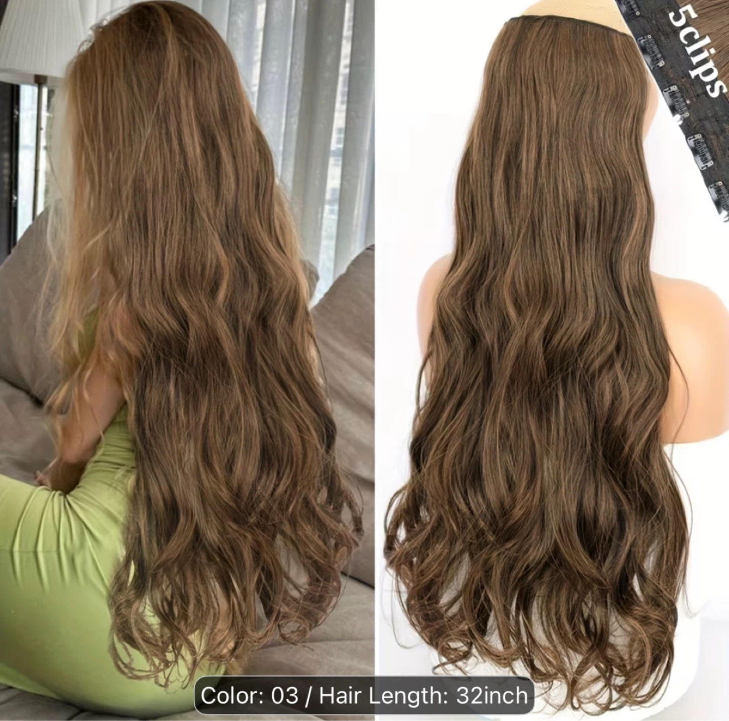 Clip-in Wavy Hair Extensions - 32 Inch Long - photo 2