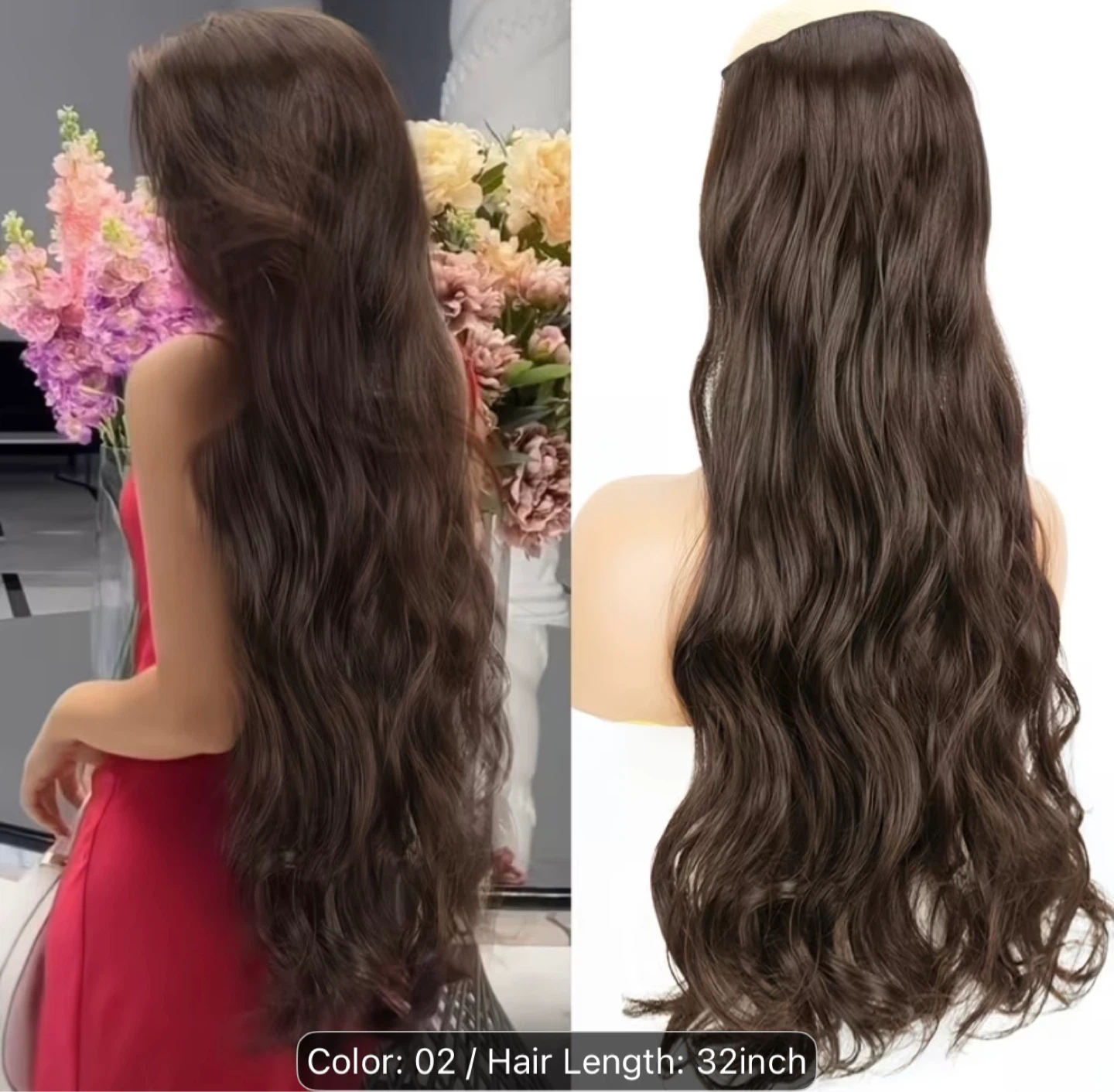 Clip-in Wavy Hair Extensions - 32 Inch Long