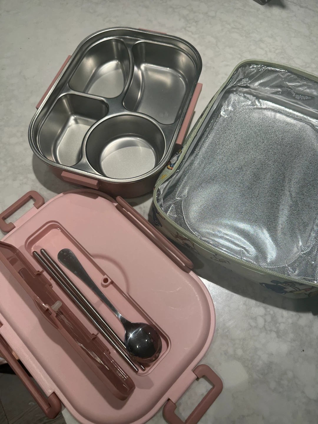 Lunch Box with Utensils and Insulated Bag