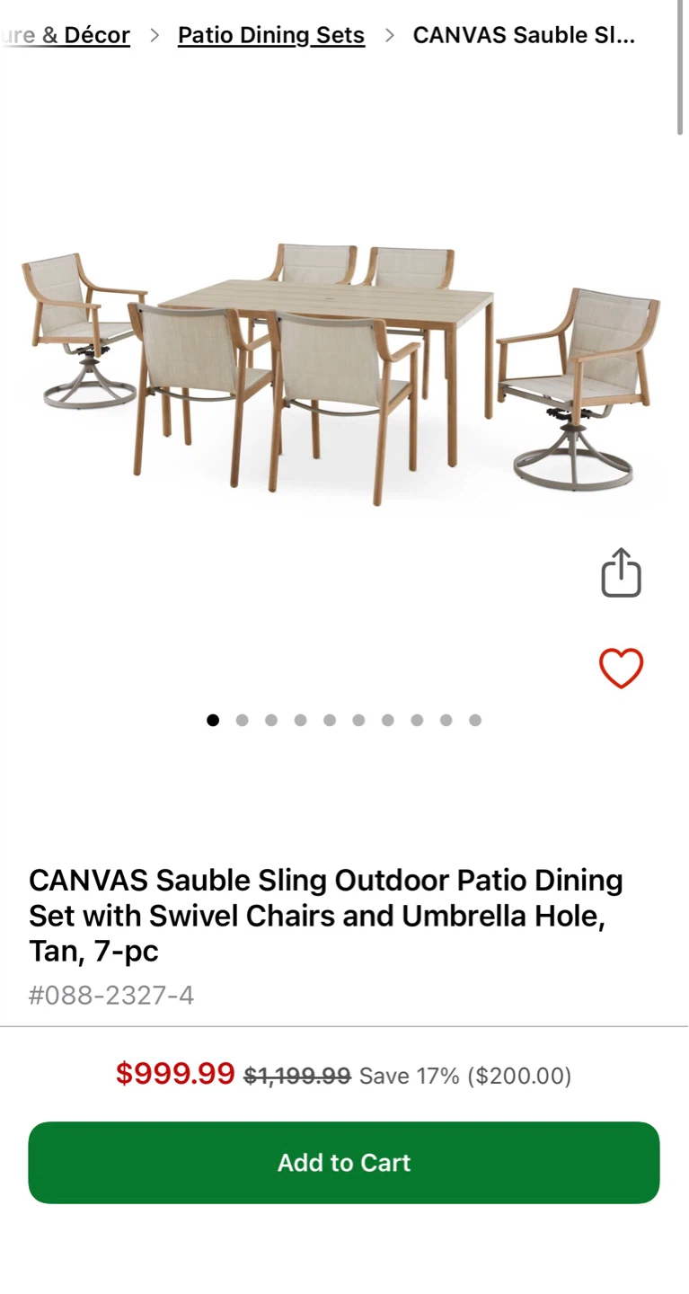 7-pc CANVAS Sauble outdoor patio dining set - photo 4
