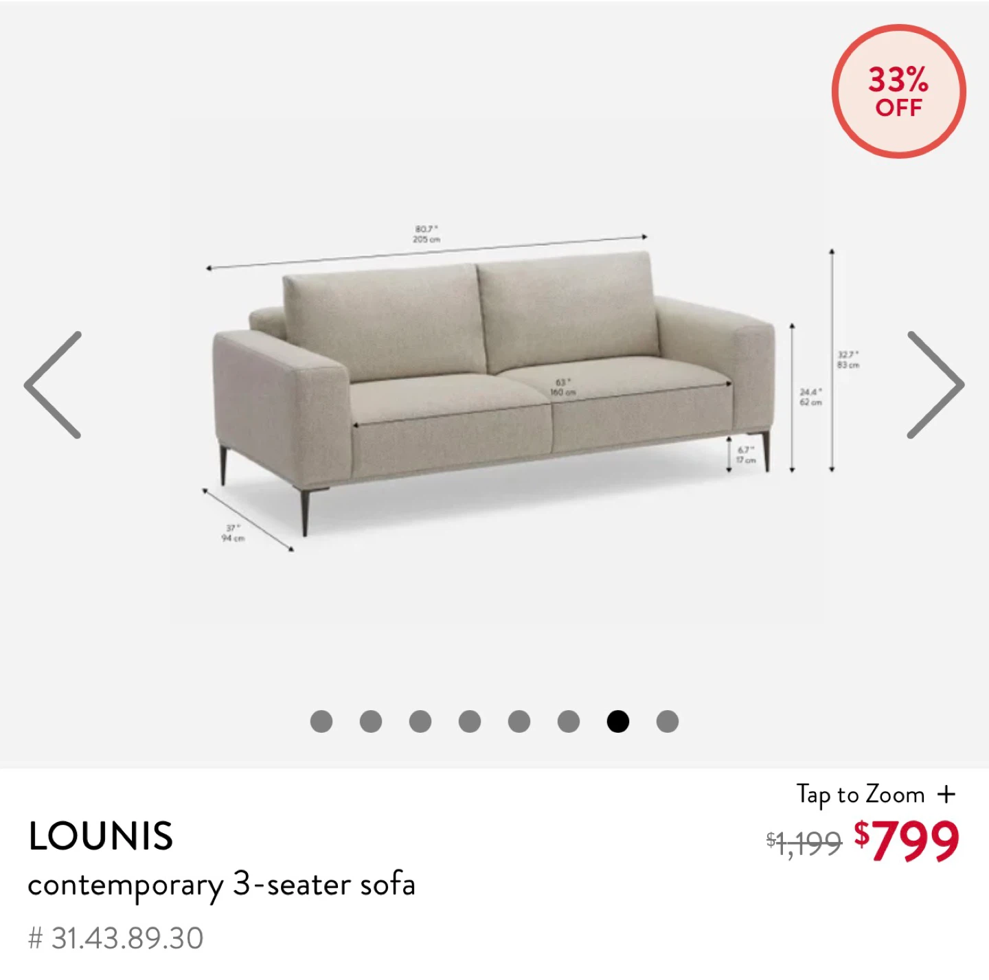 LOUNIS 3-Seater Sofa - photo 3