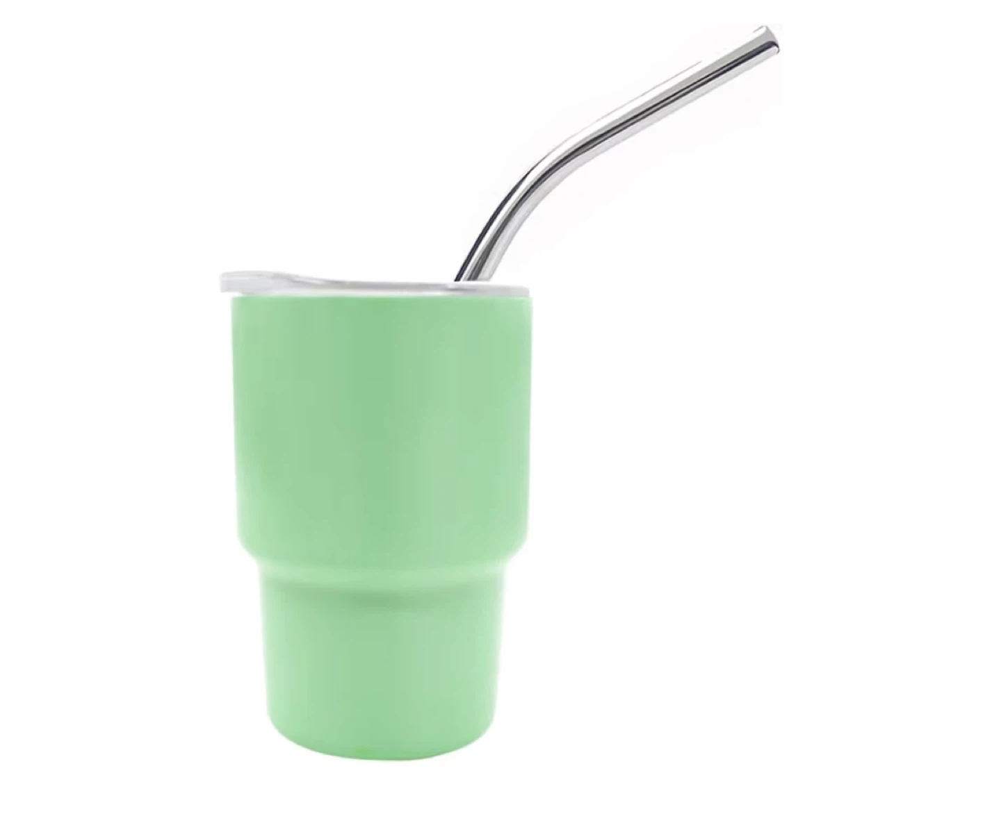 Green Tumbler with Stainless Steel Straw