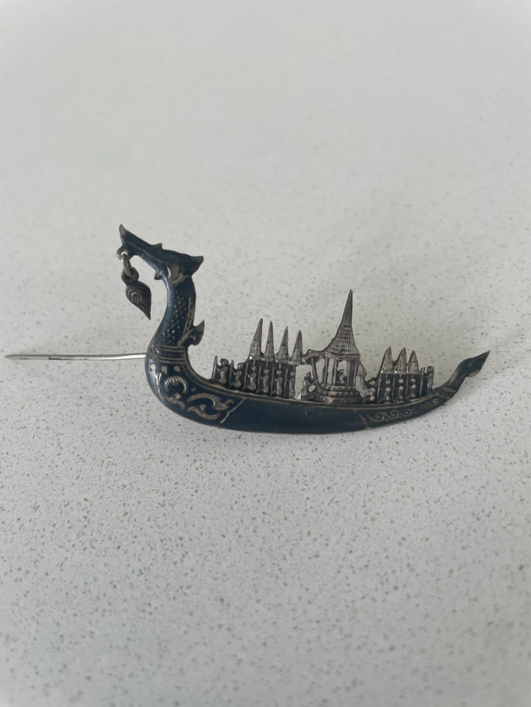 Sterling Silver Dragon Boat Brooch - photo 3