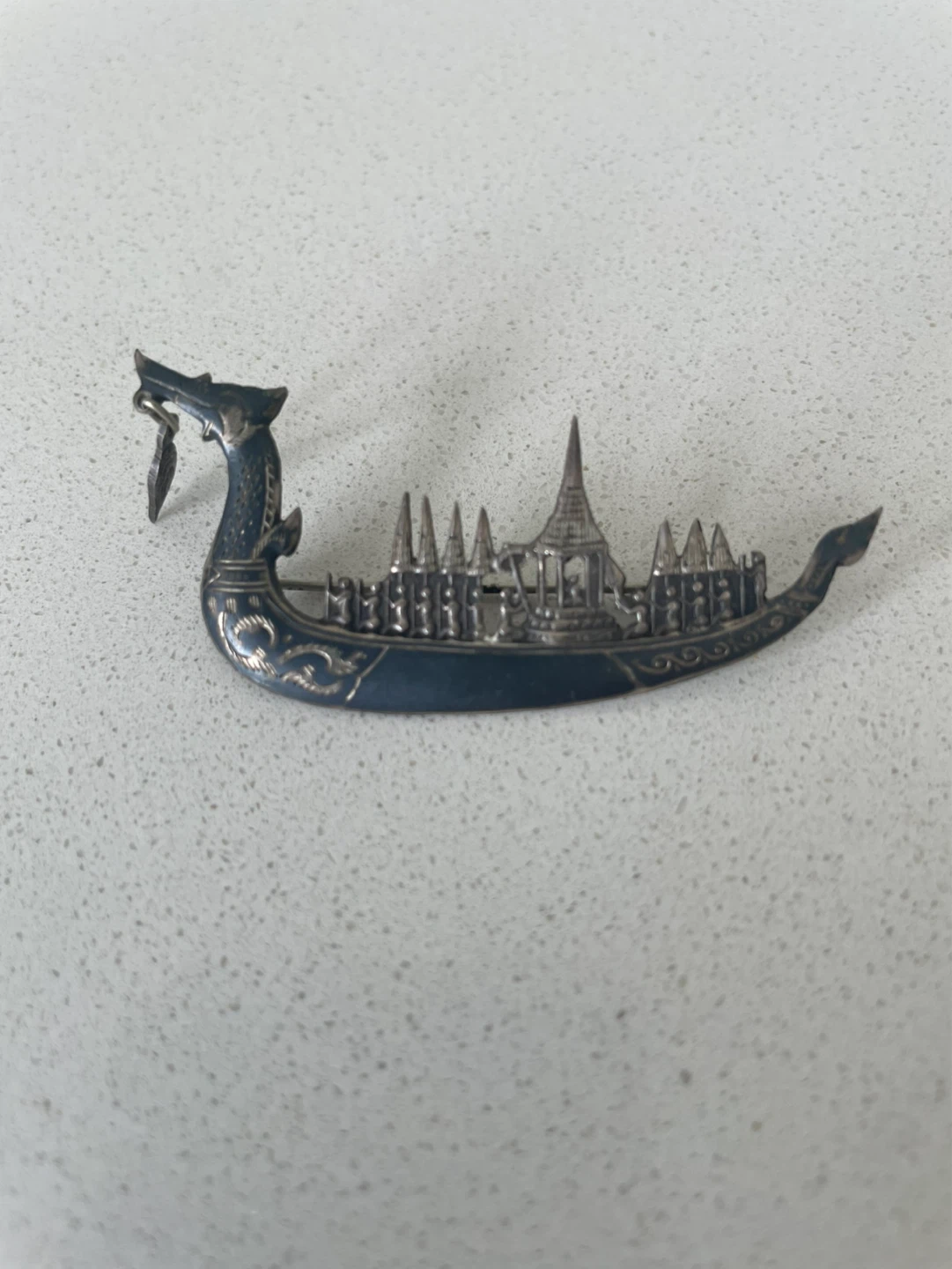 Sterling Silver Dragon Boat Brooch
