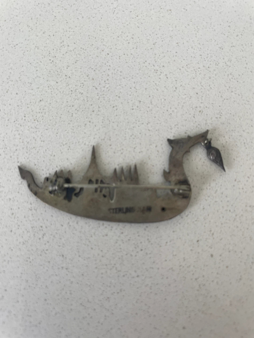 Sterling Silver Dragon Boat Brooch - photo 4