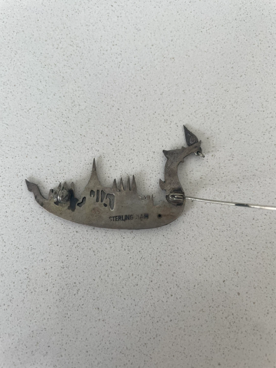 Sterling Silver Dragon Boat Brooch - photo 5