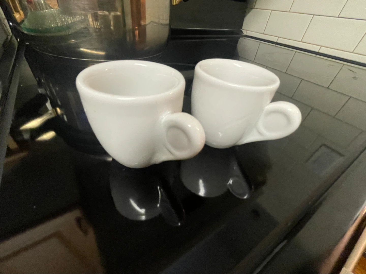 Pair of White Ceramic Espresso Cups