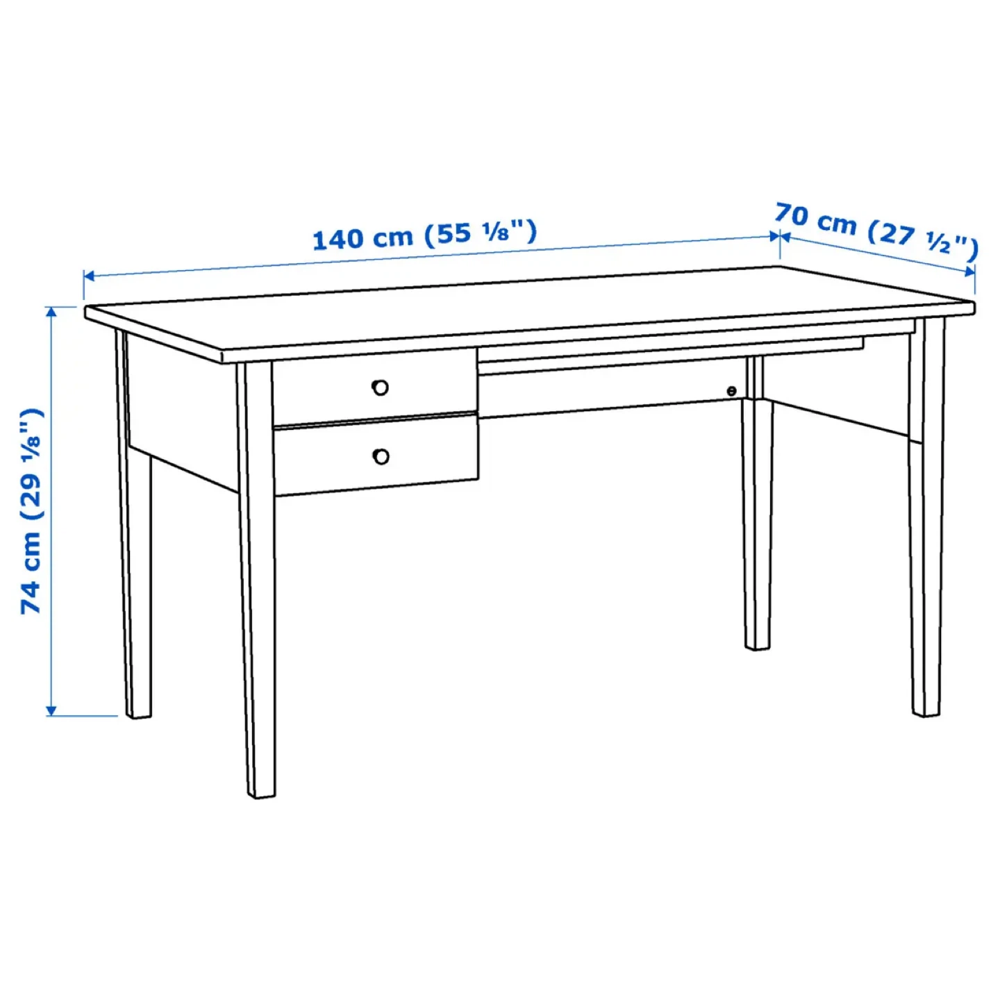 Pine and Black Desk with Drawers - photo 3