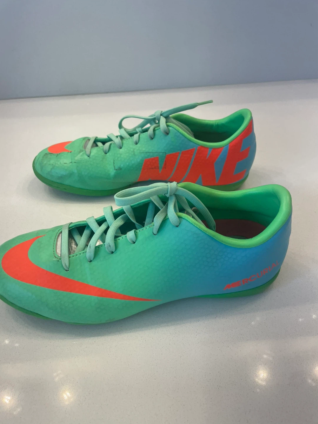 Nike Mercurial Soccer Cleats Green/Orange Youth Size 4.5 - photo 4