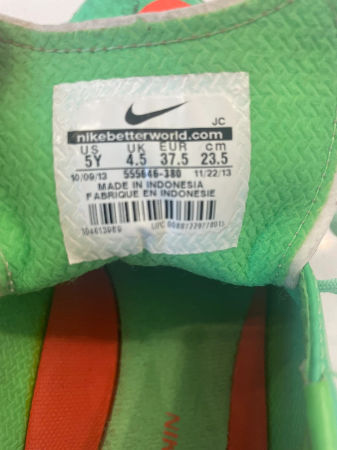 Nike Mercurial Soccer Cleats Green/Orange Youth Size 4.5 - photo 5