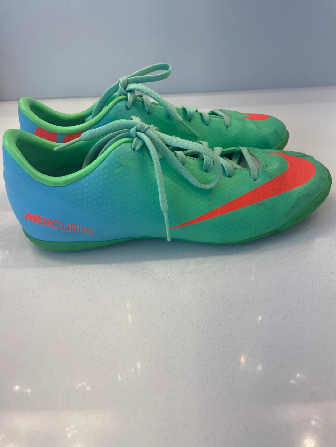 Nike Mercurial Soccer Cleats Green/Orange Youth Size 4.5 - photo 2