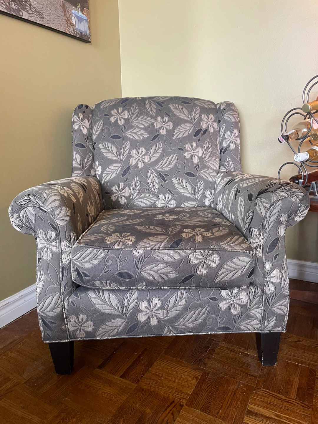 Wingback Armchair with Floral Pattern - photo 2