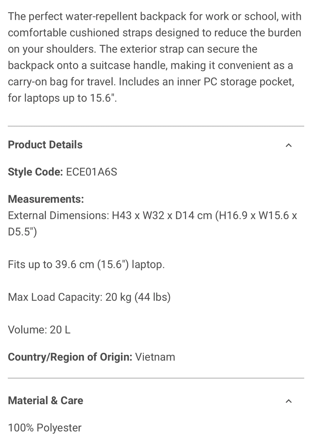 Muji - Less Tiring Water Repellent Backpack (Black) - photo 5