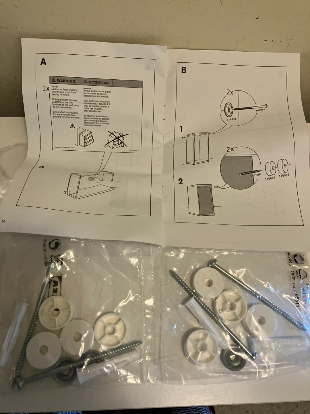 IKEA Anti-Tip Furniture Wall Anchors and Screws