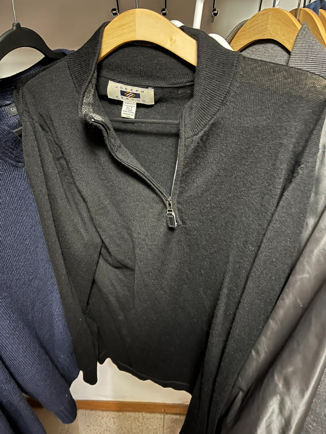 Joseph Abboud Black 1/4 Zip Sweater XLT - photo 2