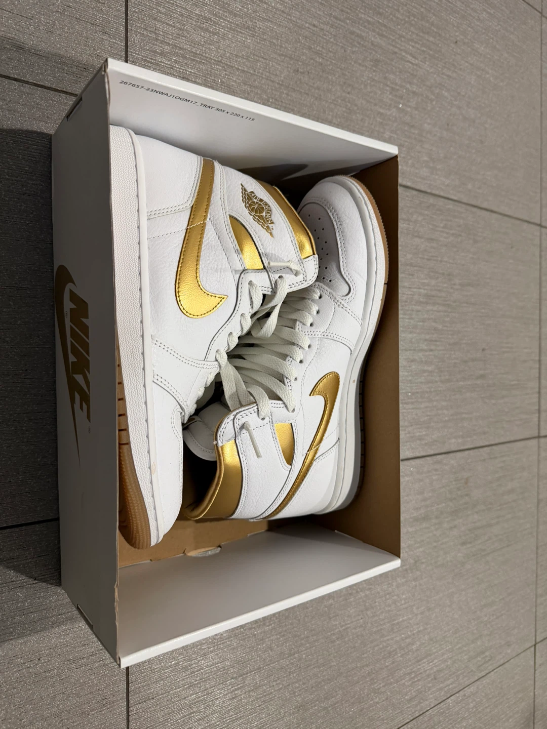 Nike Air Jordan 1 High OG White Gold Sneakers - photo 3