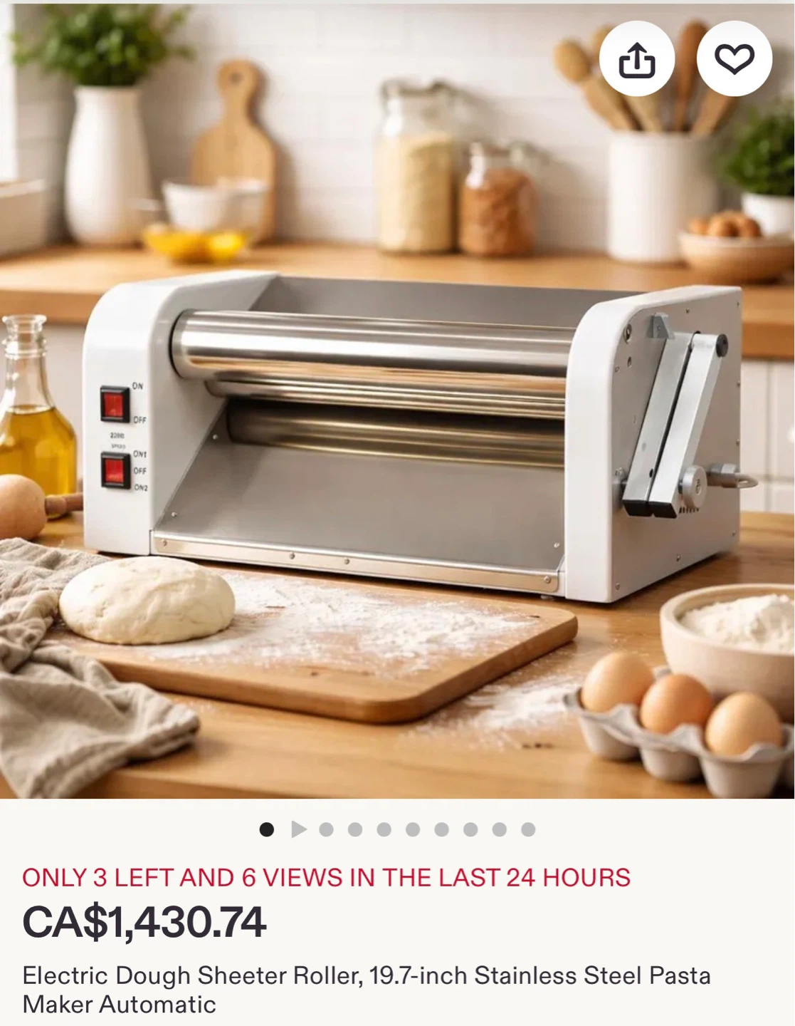 Electric Dough Sheeter Roller - 19.7-inch