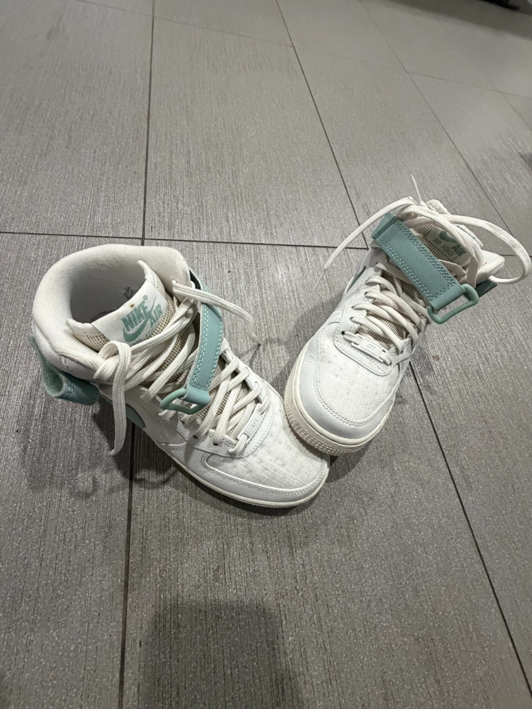Nike Air Force 1 Mid Shoes White Teal