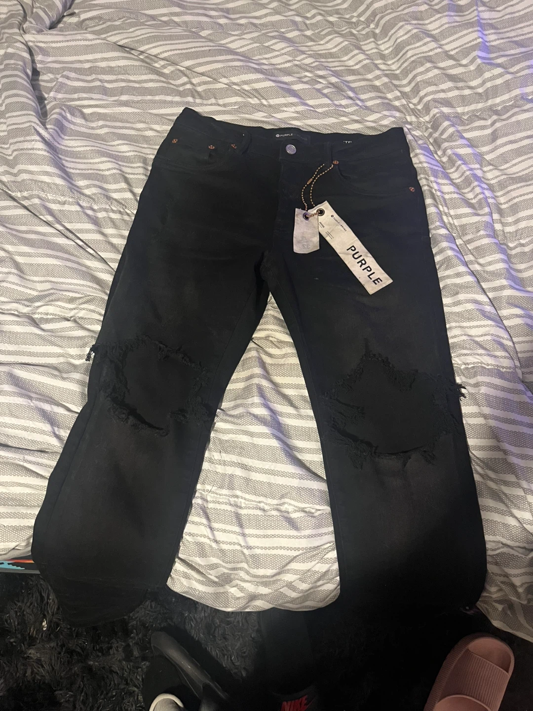 Purple Brand Black Distressed Jeans