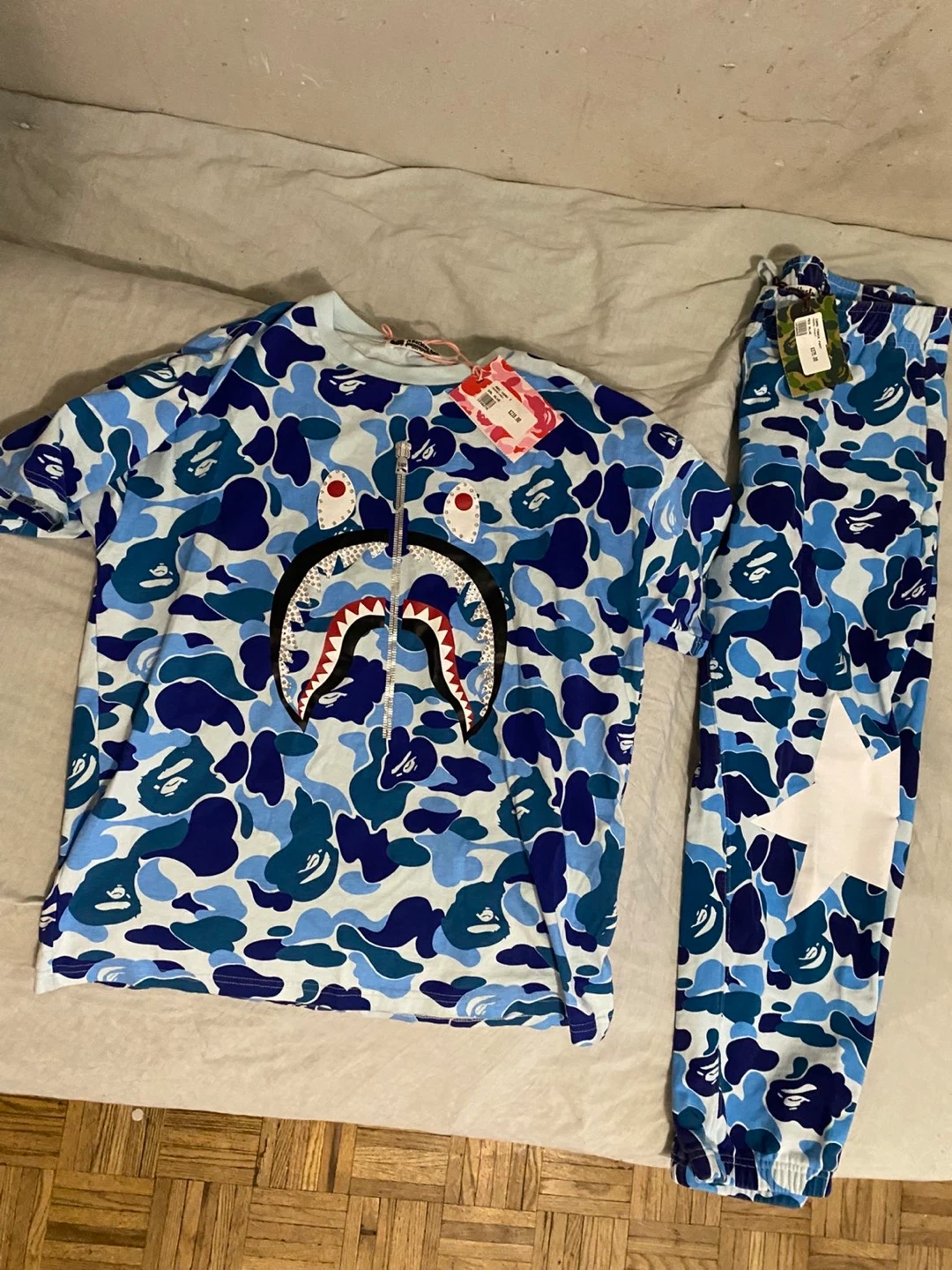 BAPE Full Zip Shark Hoodie & T-Shirt Camo Set