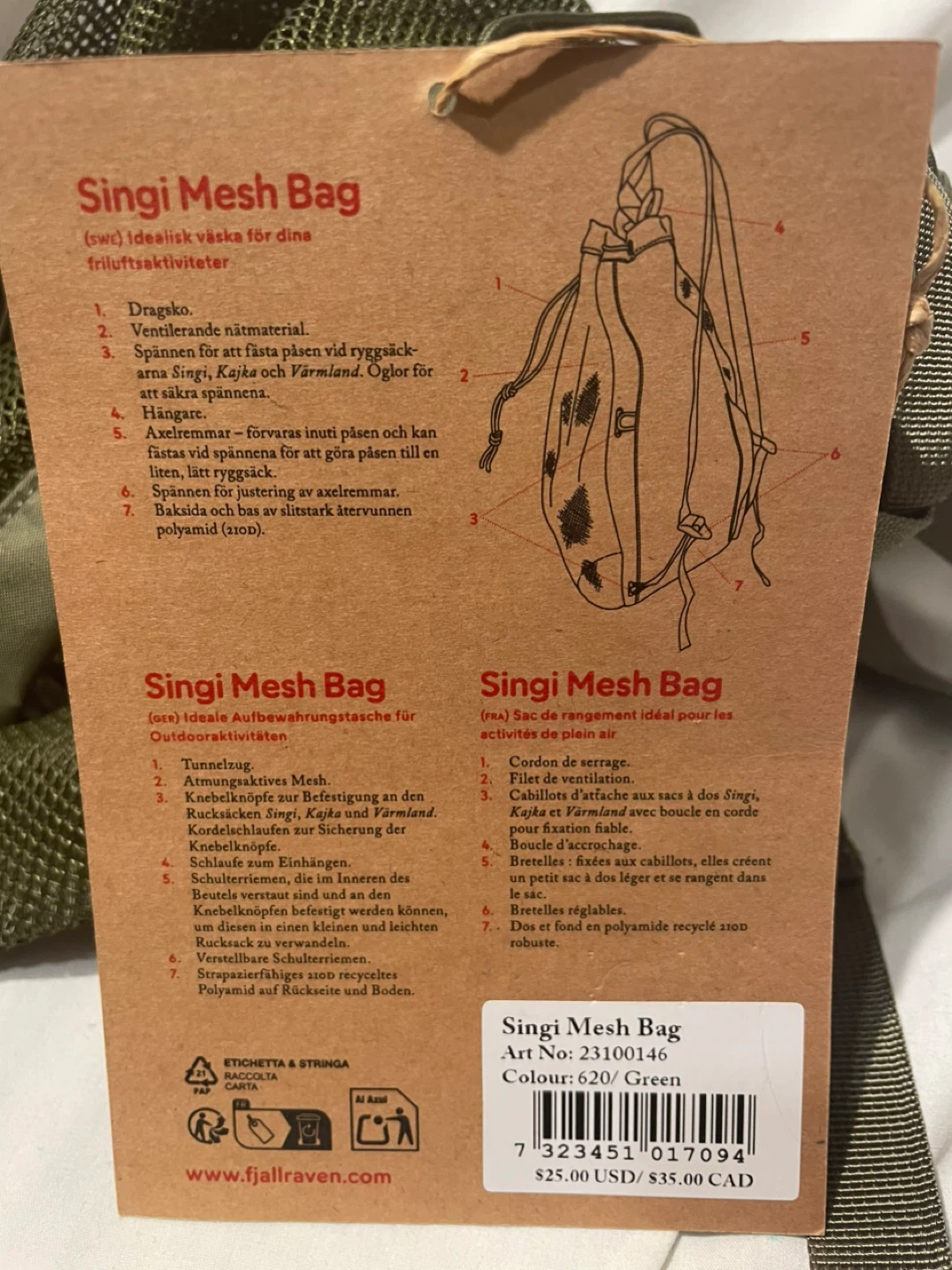 Fjällräven Singi Mesh Bag - Green - photo 4