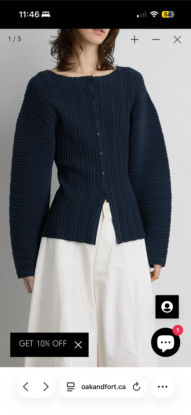 NWT Oak + Fort Navy Ribbed Cardigan - photo 3