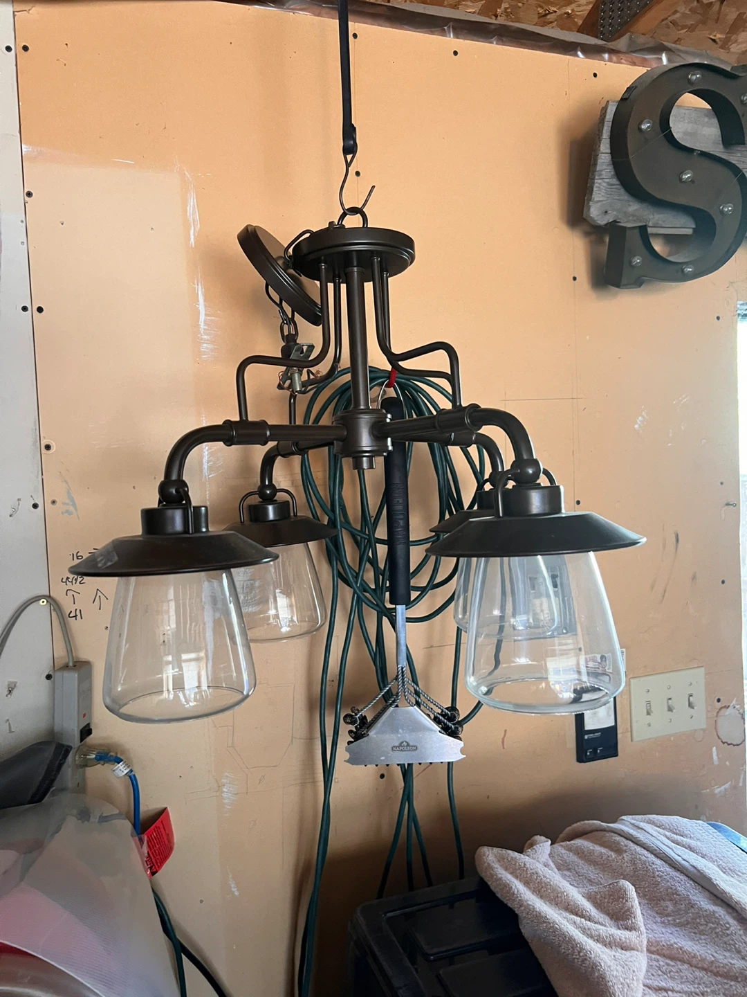 Dark Bronze Chandelier with Clear Glass Shades - photo 4