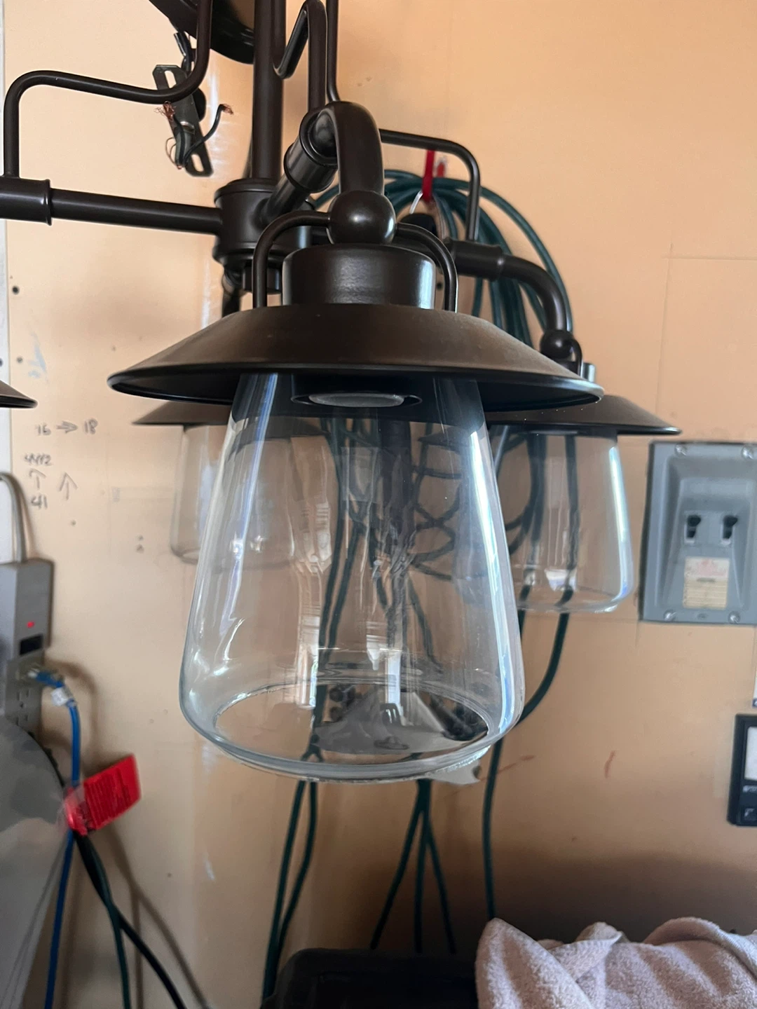 Dark Bronze Chandelier with Clear Glass Shades - photo 3