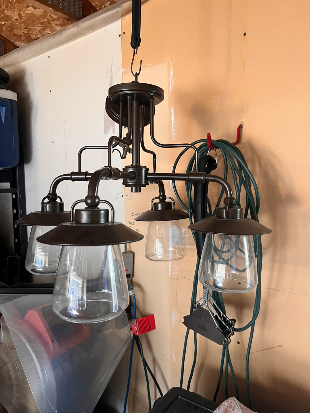 Dark Bronze Chandelier with Clear Glass Shades
