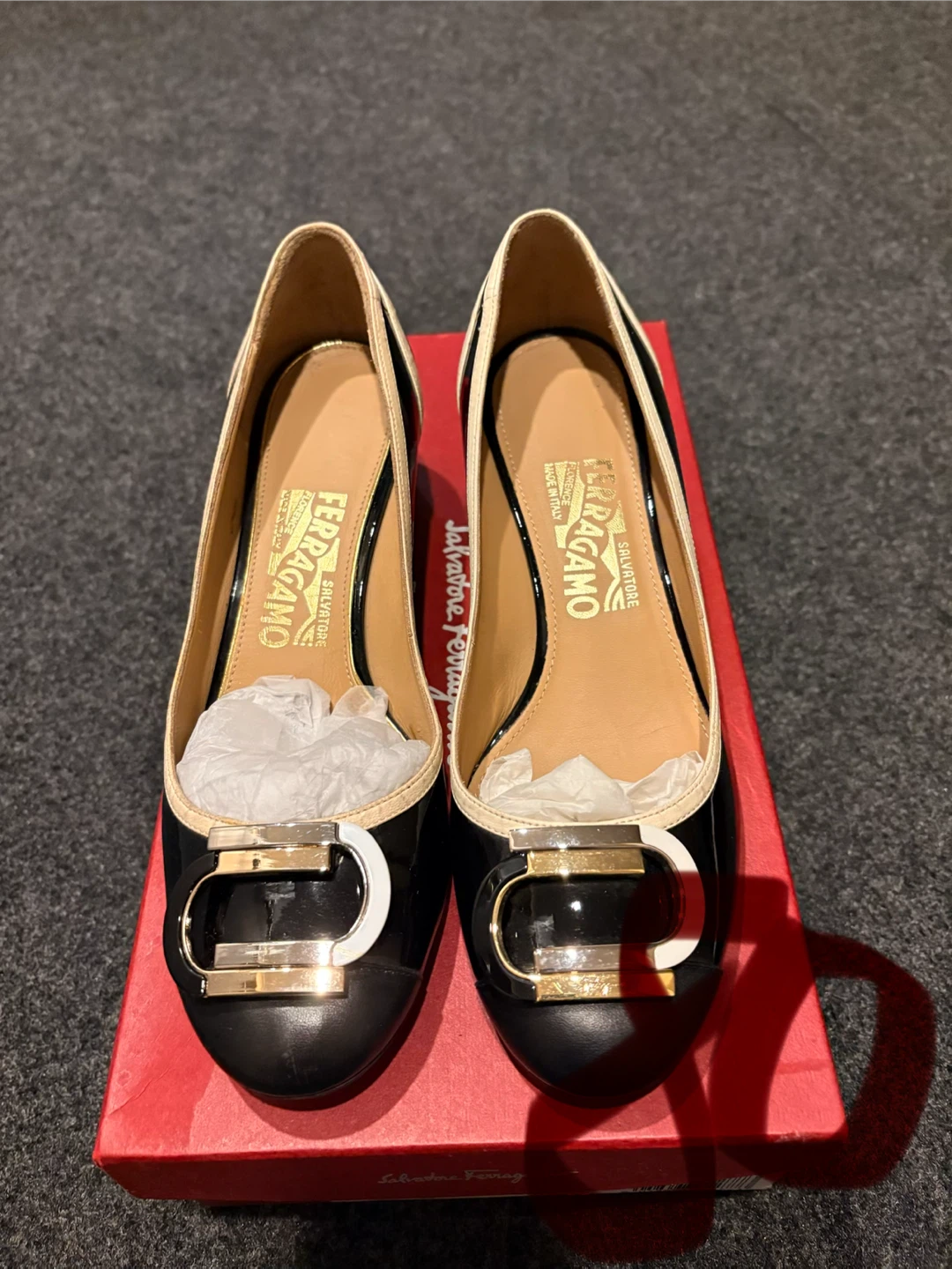 Salvatore Ferragamo Black Patent Leather Heels