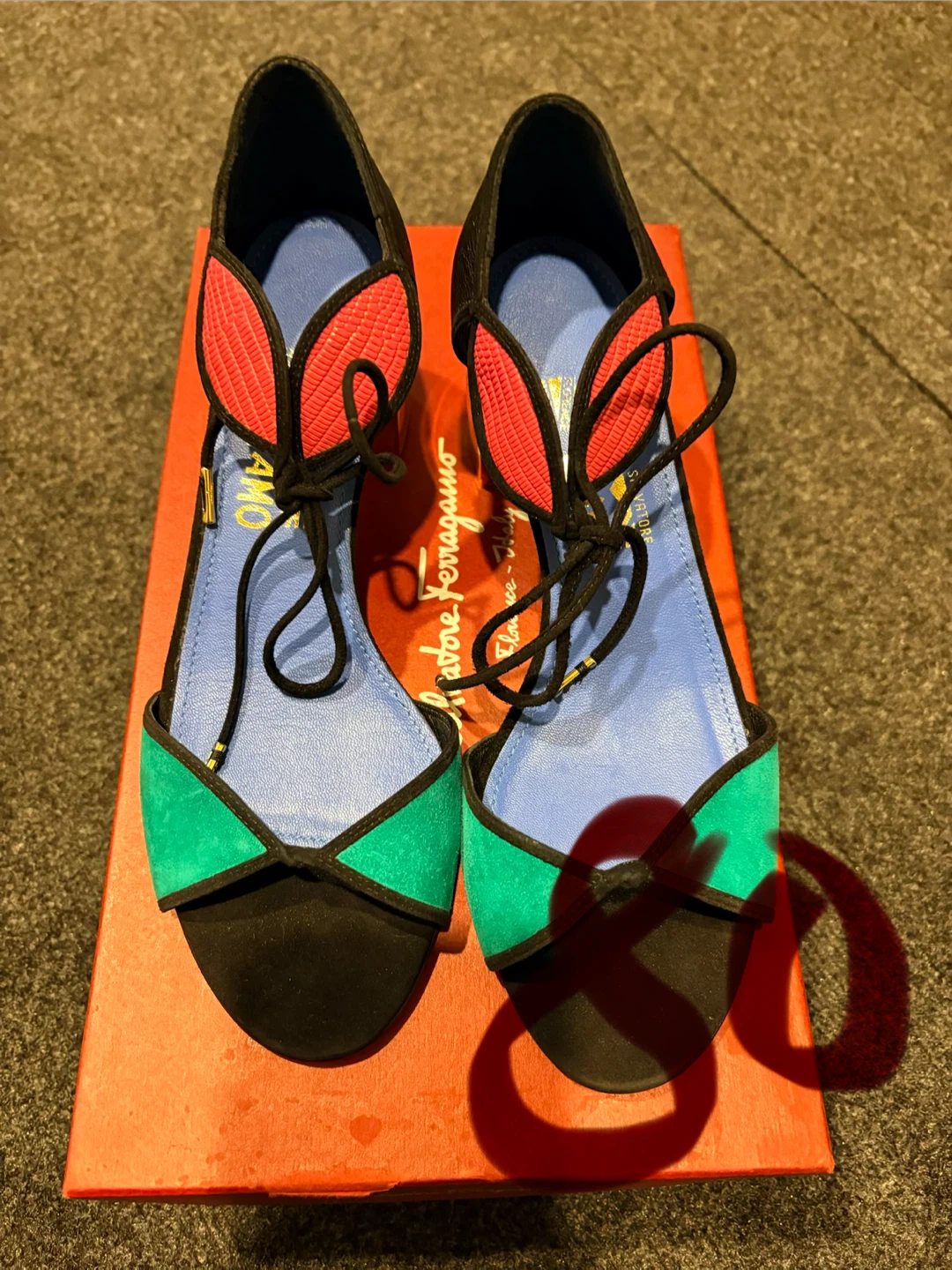 Salvatore Ferragamo Ballet Flats - Black, Green, Red