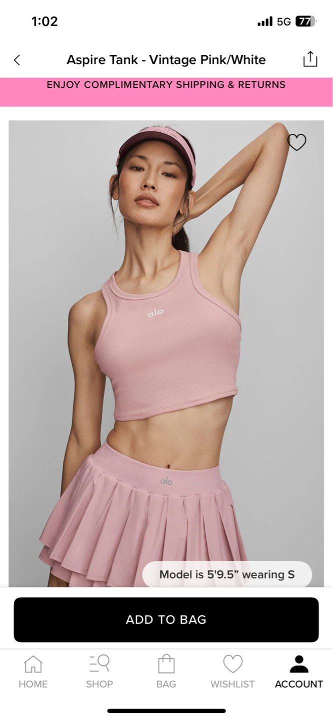 Alo Aspire Tank Pink 💗 (New,M size) - photo 2