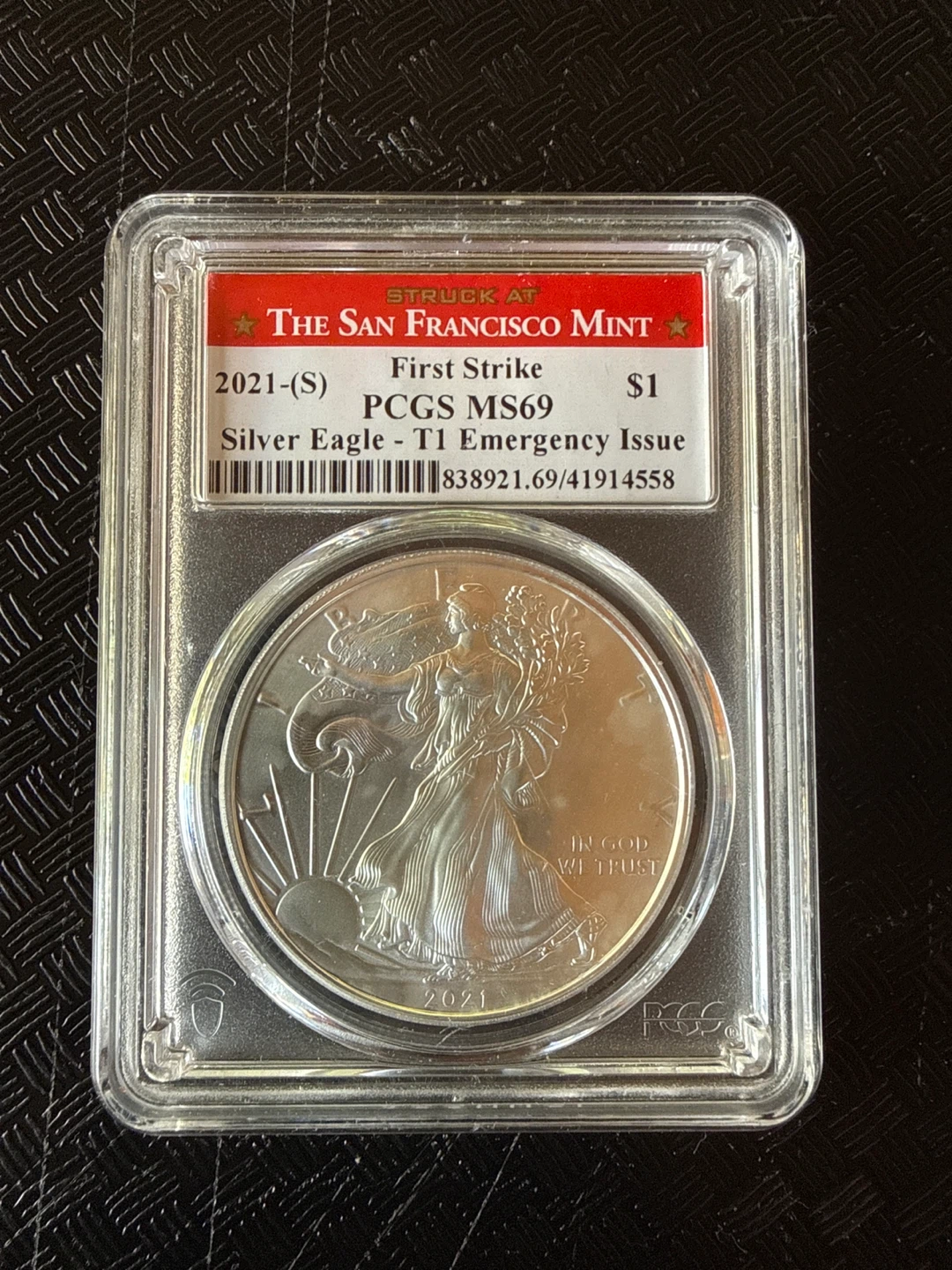 PCGS MS69 First Strike Silver Eagle T1 Emergency Issue