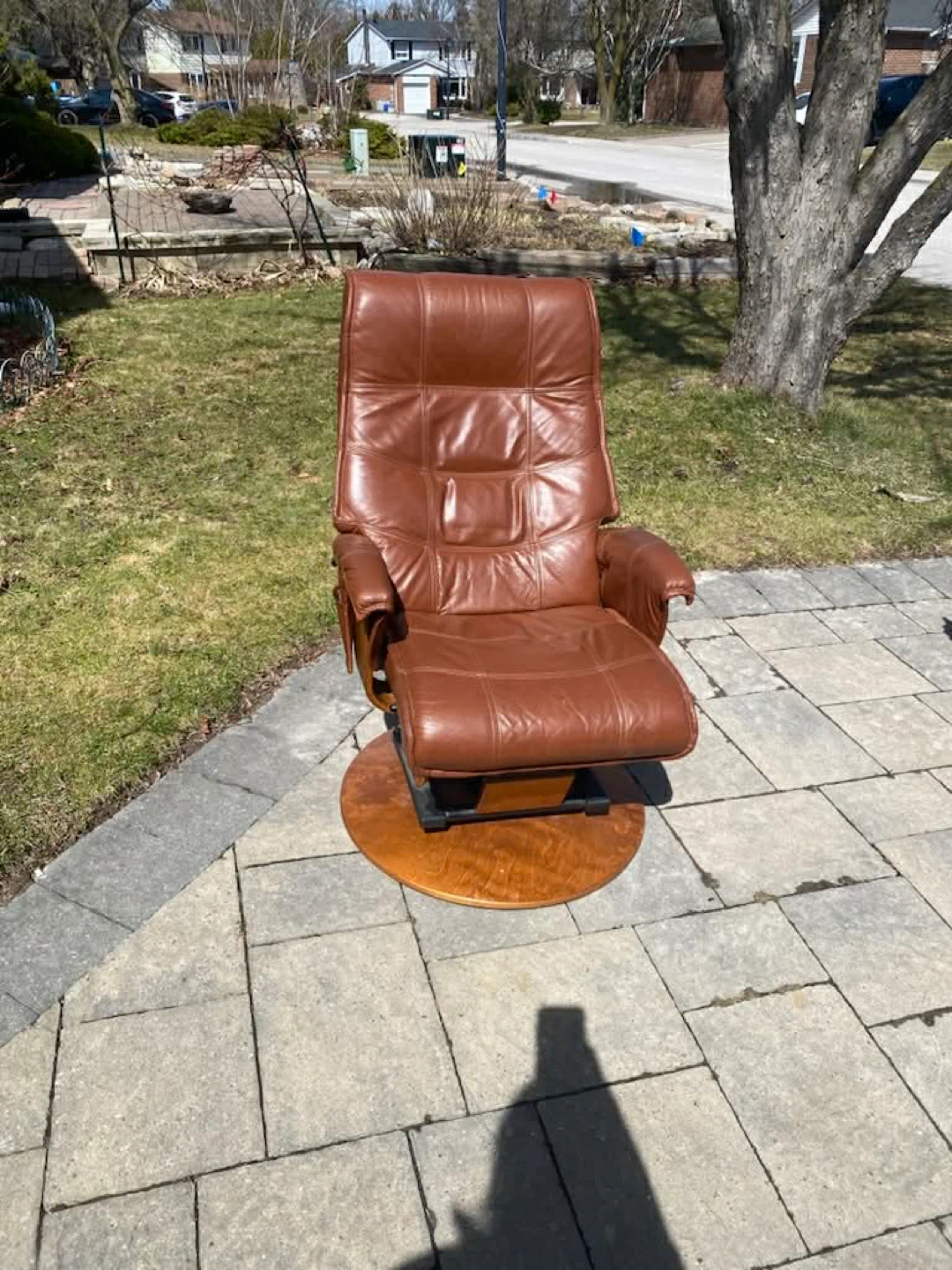 Brown leather recliner chair