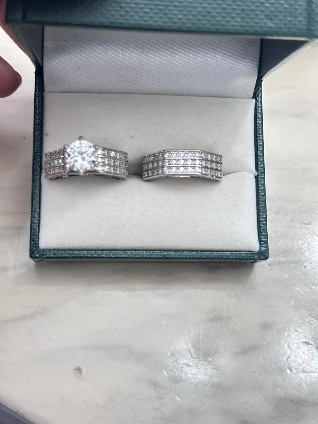 Set of 2 Sterling Silver Rings with Cubic Zirconia