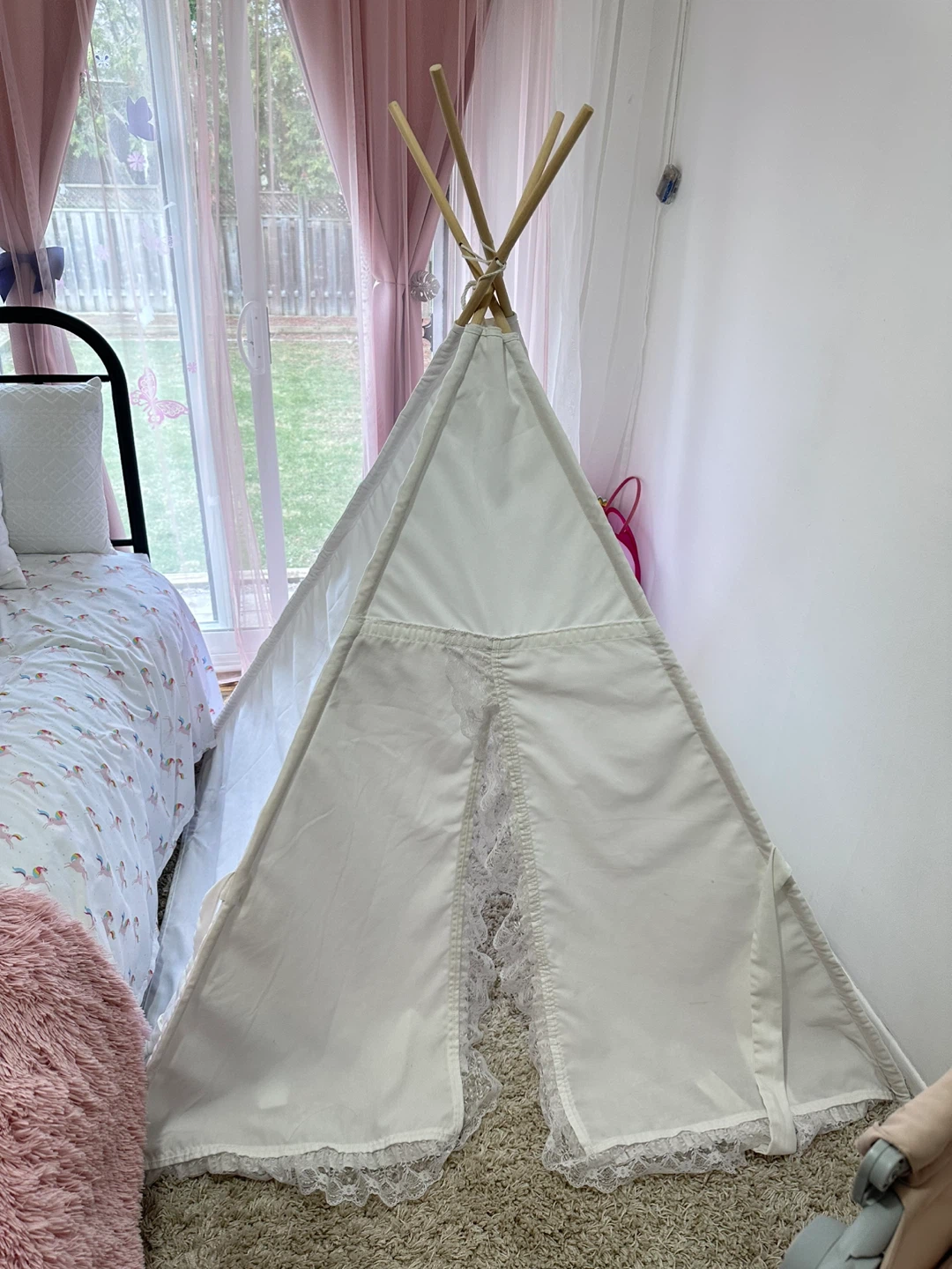 White Lace Trim Teepee Tent - photo 4