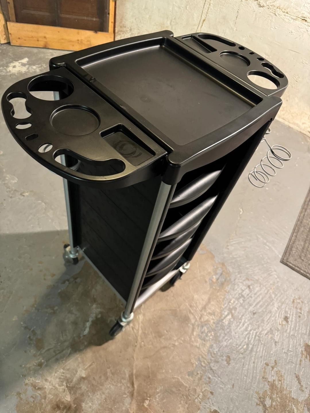 Black Salon Trolley Cart with 6 Drawers