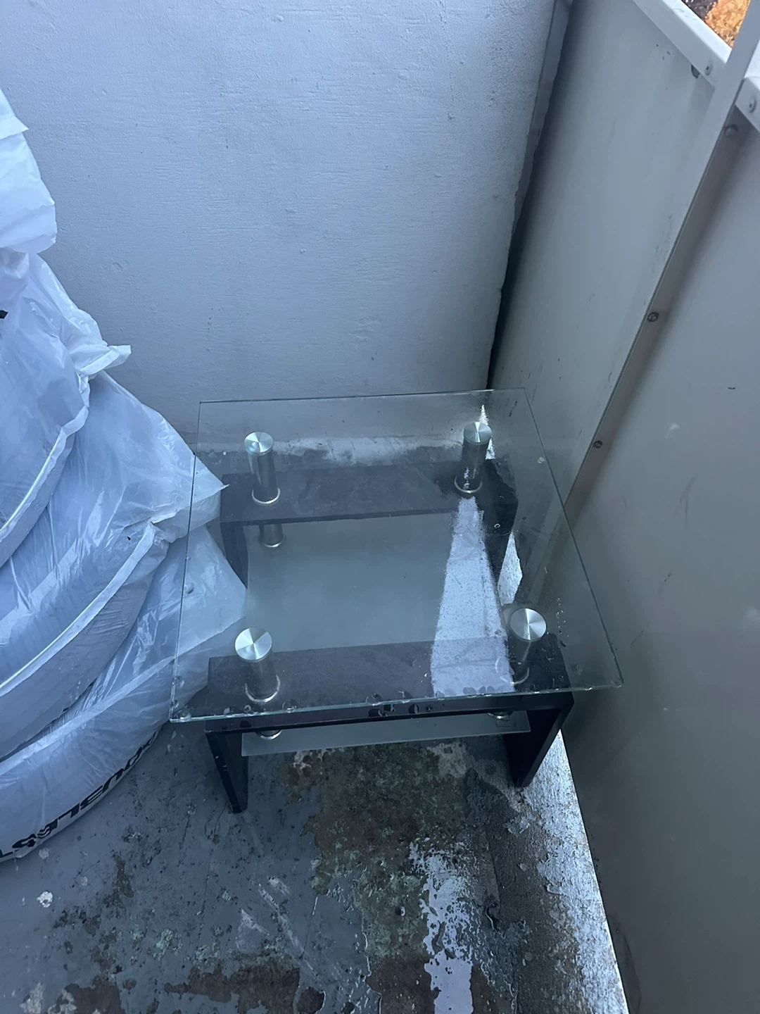 Glass and Wood Side Table
