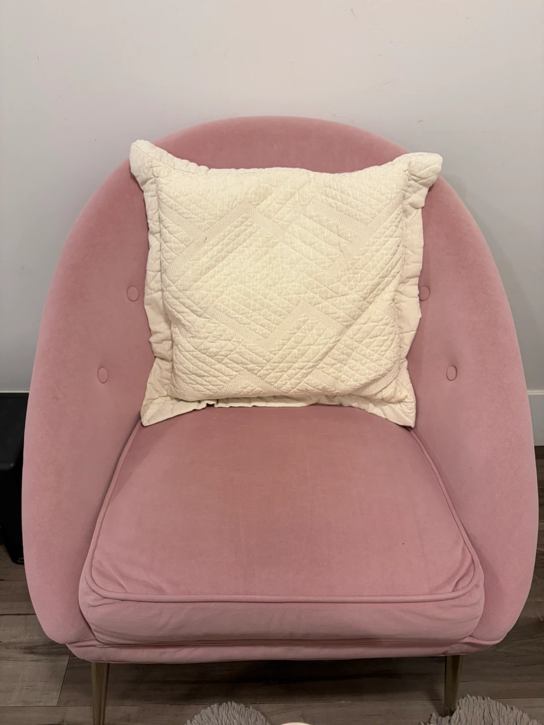 Pink Velvet Accent Chair with Pillow - photo 2