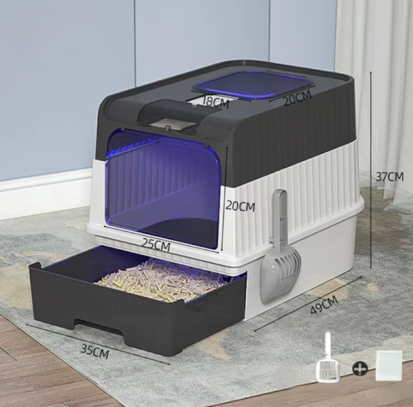 Enclosed Cat Litter Box with Scoop