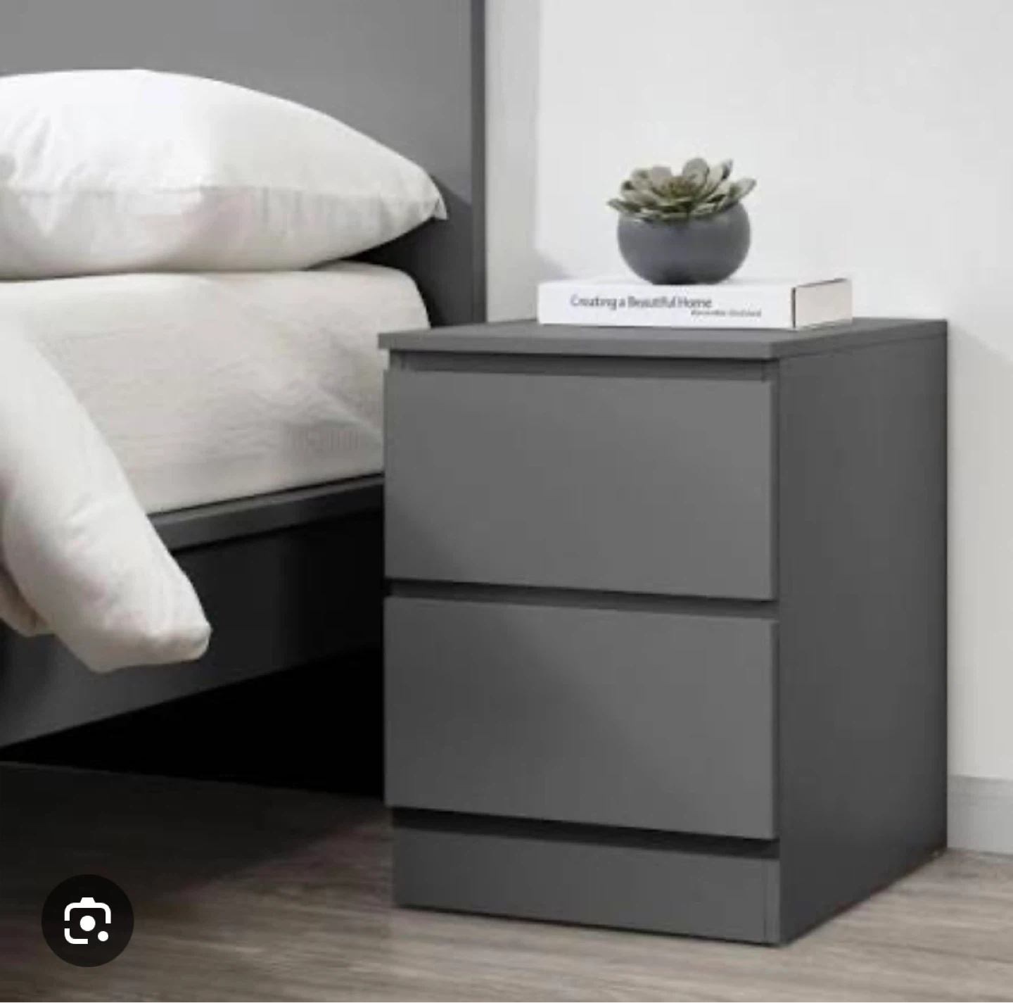 Grey 2-Drawer Nightstand