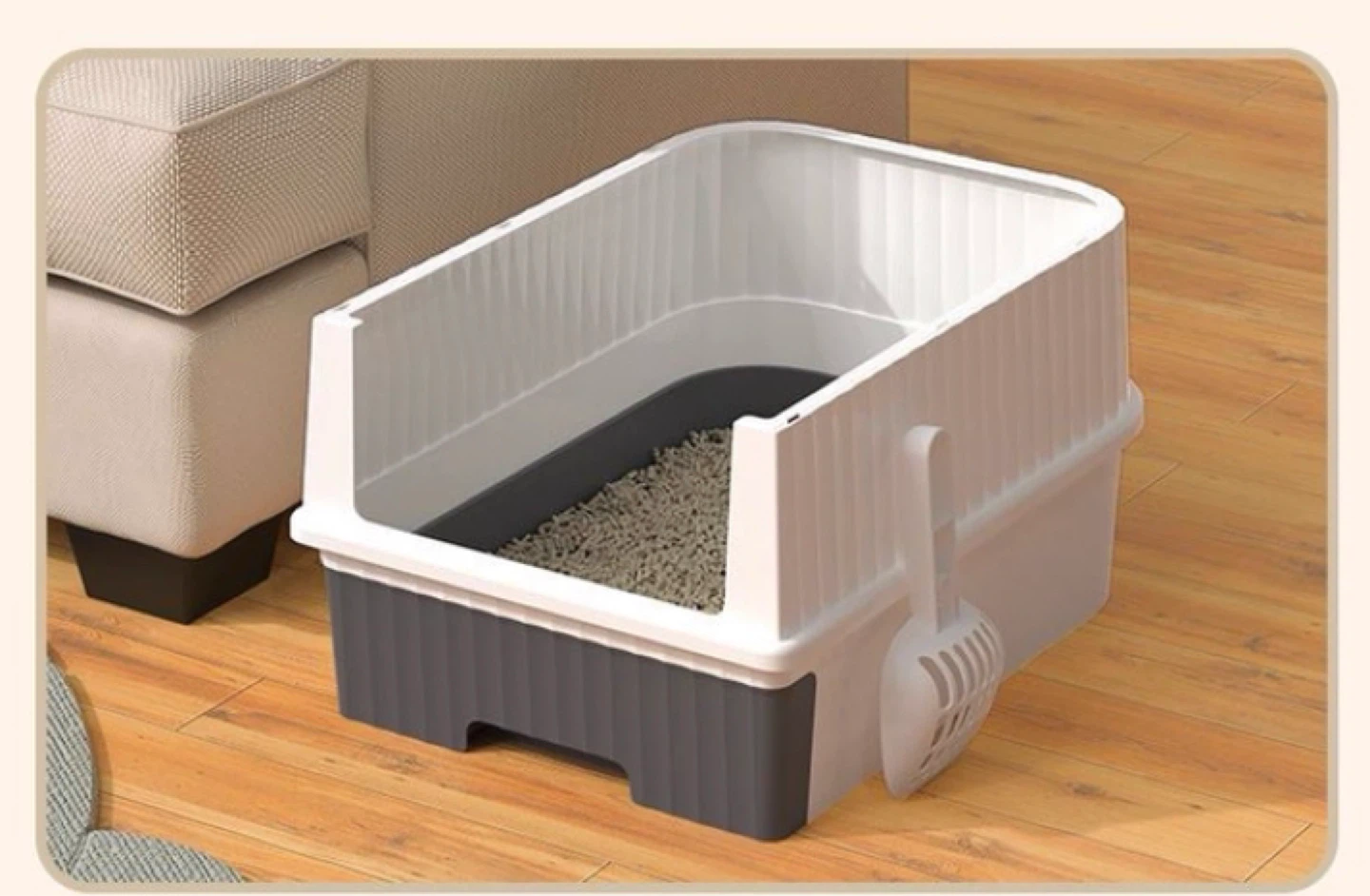 Enclosed Cat Litter Box with Scoop(Pink) - photo 3
