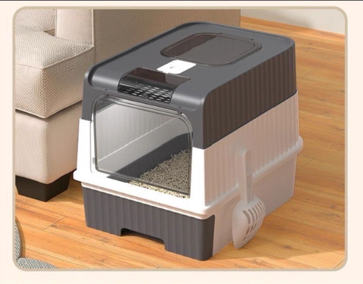 Enclosed Cat Litter Box with Scoop(Pink) - photo 4