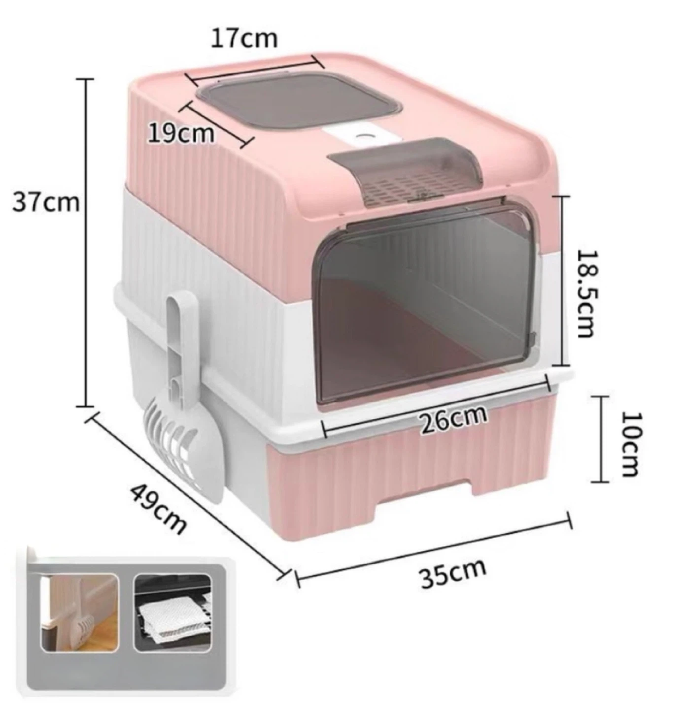 Enclosed Cat Litter Box with Scoop(Pink)