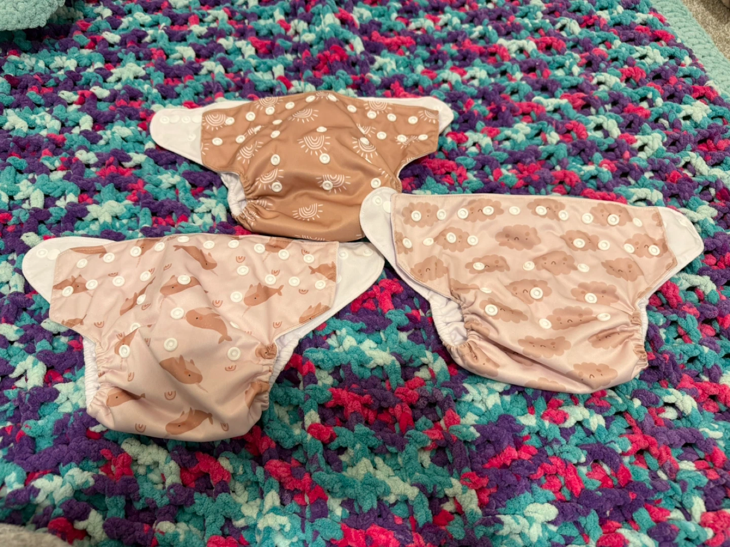 3 New Cloth Diapers with Assorted Prints