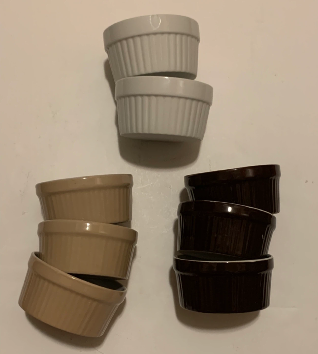 Set of 6 Ramekins (Cream, Tan, Brown)