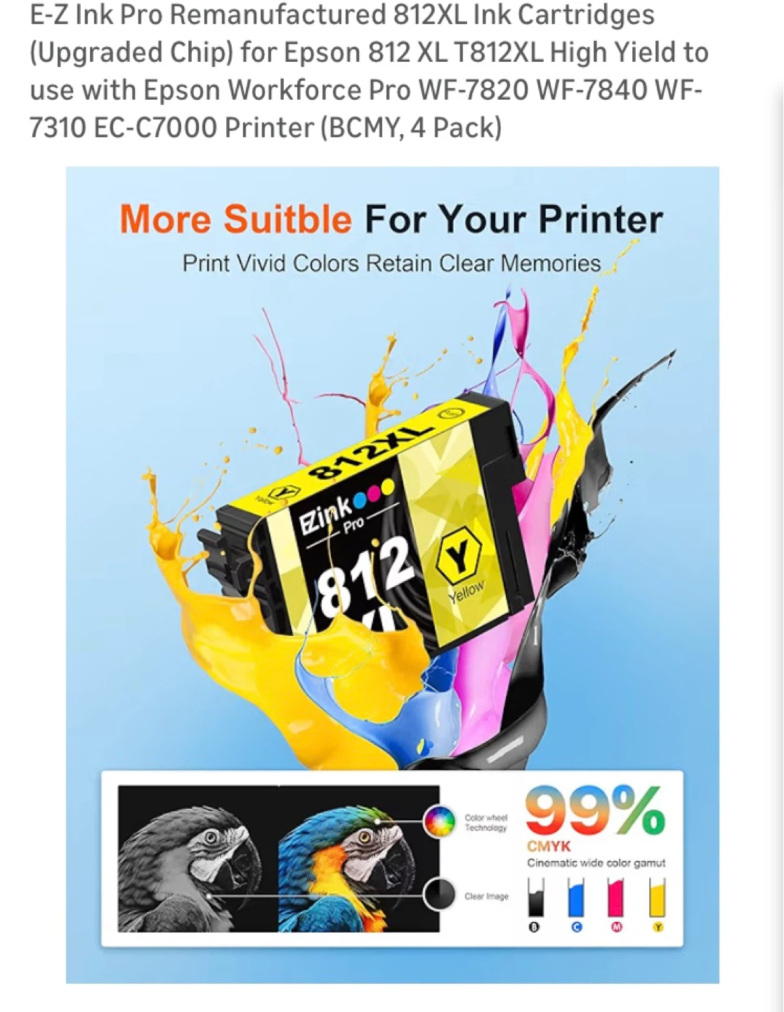 E-Z Ink 812XL Ink Cartridges for Epson (4 Pack) - photo 3
