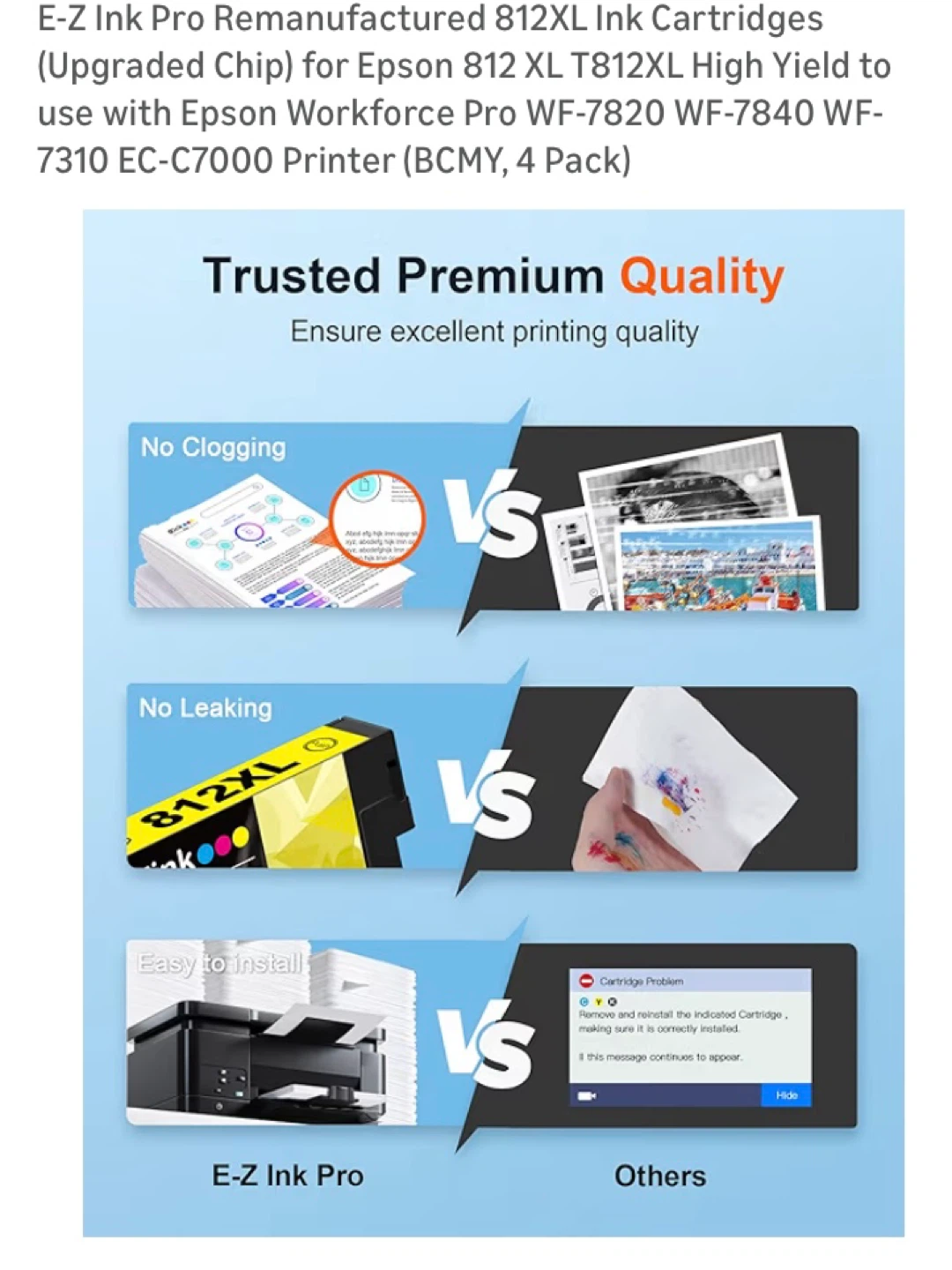 E-Z Ink 812XL Ink Cartridges for Epson (4 Pack) - photo 5